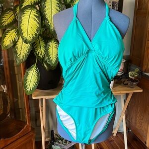 Shaping Tummy Control Teal One Piece Swimsuit, No Tag